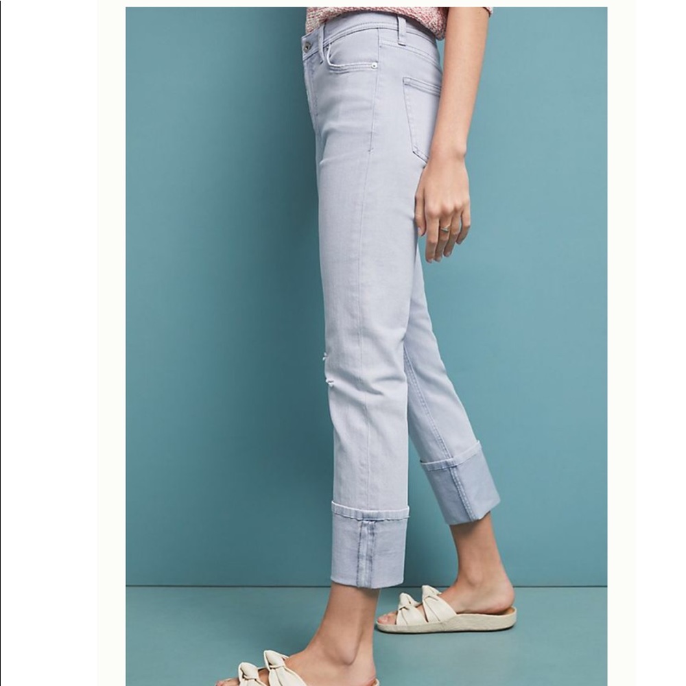 Anthropologie Light Blue Cuffed Crop Jeans
